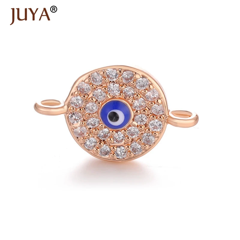 rose gold Juya модный материал для изготовления украшений 10 типов греческого глаза/Турецкий глаз/чармы «от дурного глаза» разъемы для ювелирных изделий DIY ремесло - Цвет: rose gold