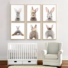 Картины на холсте с изображением кролика и леса, минималистичный постер для детской комнаты с изображением леса и животных, настенные художественные картины, скандинавский детский домашний декор