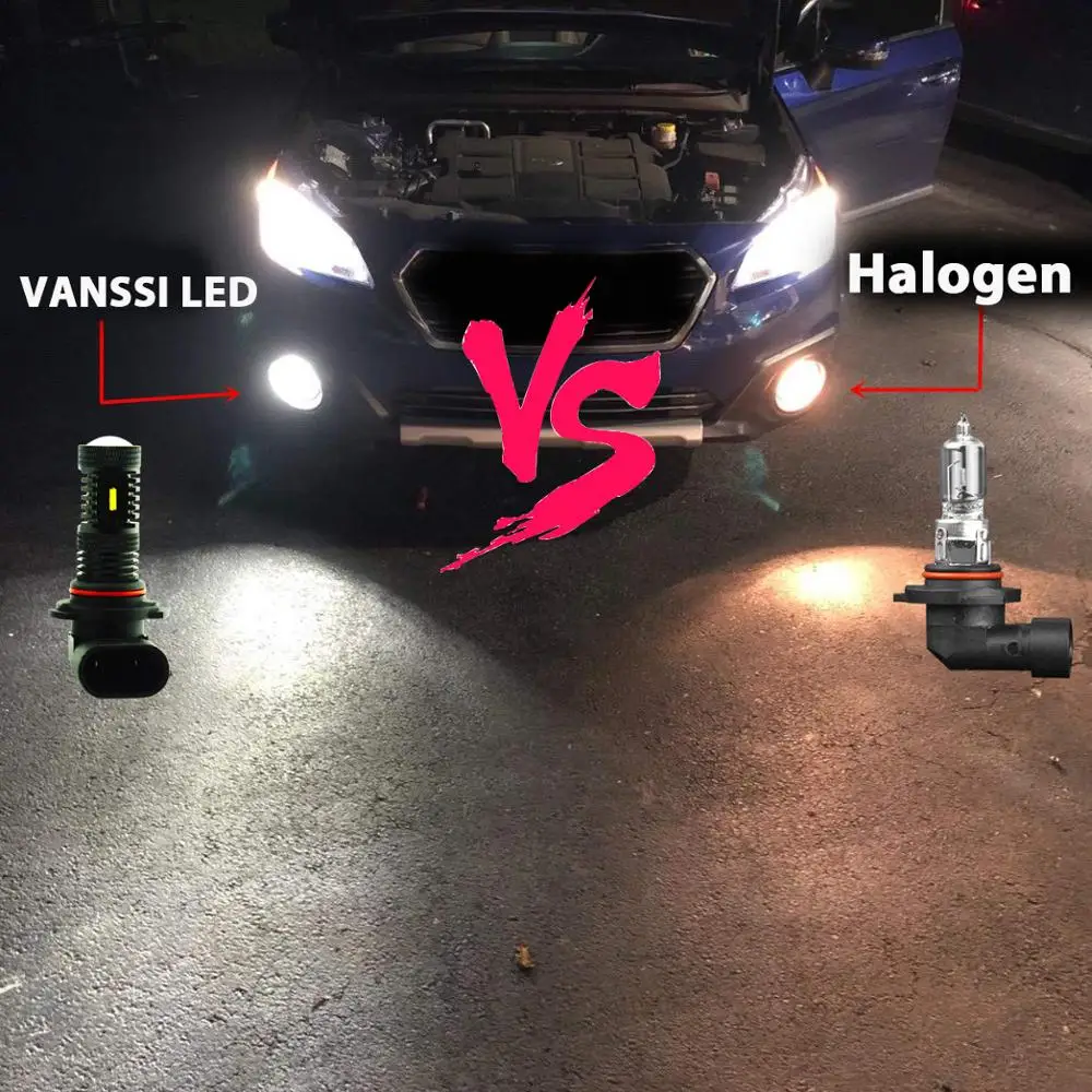 VANSSI 2 шт. H8 H16 H11 светодиодный противотуманный свет лампы H10 9145 9140 HB4 9006 6000K 2400LM с 4 Светодиоды с чипом CSP 12V холодный белый Замена лампы