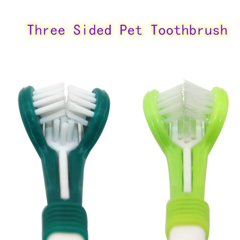 Трехсторонняя зубная щетка для собак мягкие резиновые зубные щетки ухода за