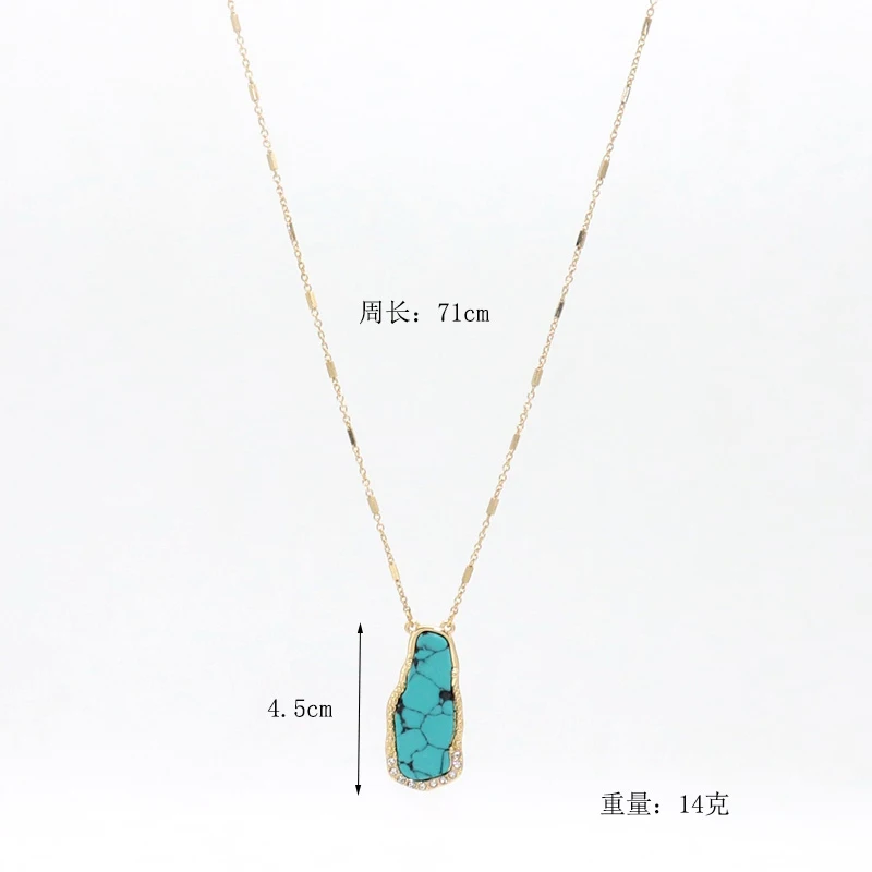 Ожерелье с подвеской в виде абалона из бирюзы неправильной инкрустацией сплава