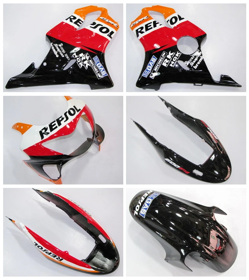 

Injection REPSOL Fairing parts for HONDA CBR600 F4 99 00 CBR600F4 1999 2000 CBR600 99 00 fairing kits orange red yellow black wh