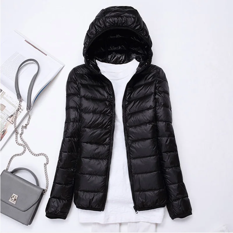 Women Thin New Down Jacket White Duck Down Ultralight Jackets 2021 Autumn And Winter Warm Solid Coats Portable Outwear
