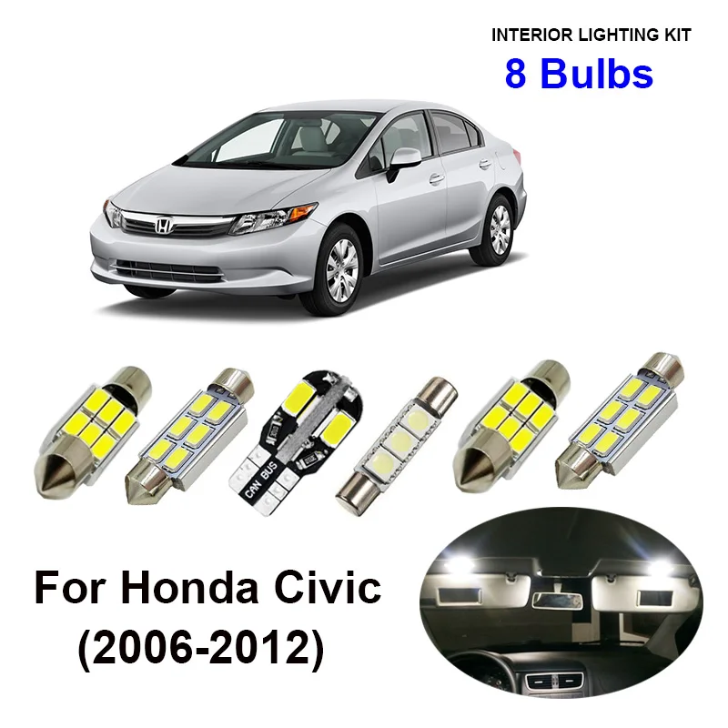 8 шт. светодиодные лампы для салона Honda Civic 2006 2012|Сигнальная лампа| |