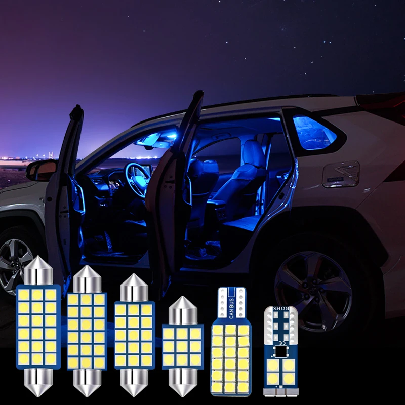 

For Mazda 6 2007 2008 2009 2010 2011 2012 6pcs Kit Error Free LED Bulbs Car Interior Dome Reading Lamps Glove Box Trunk Lights