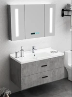 nordic solid wood bathroom cabinet simple basin bathroom mirror cabinet washstand light luxury combination