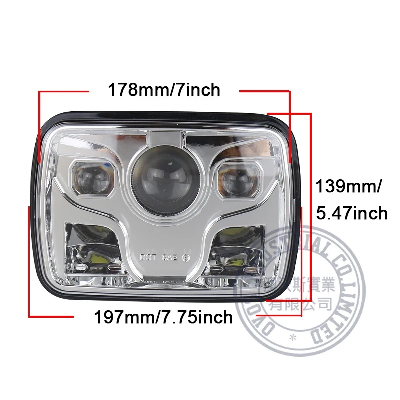 60 Вт светодиодные фары для авто 5x7 дюймов площади фар отражатель Hi/Lo луч дневные
