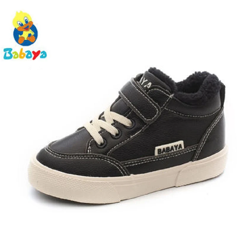 Babaya Winter Kids Boots boys girls warm leather sneakers fashion footwear children casual shoes plush non slip sport shoes