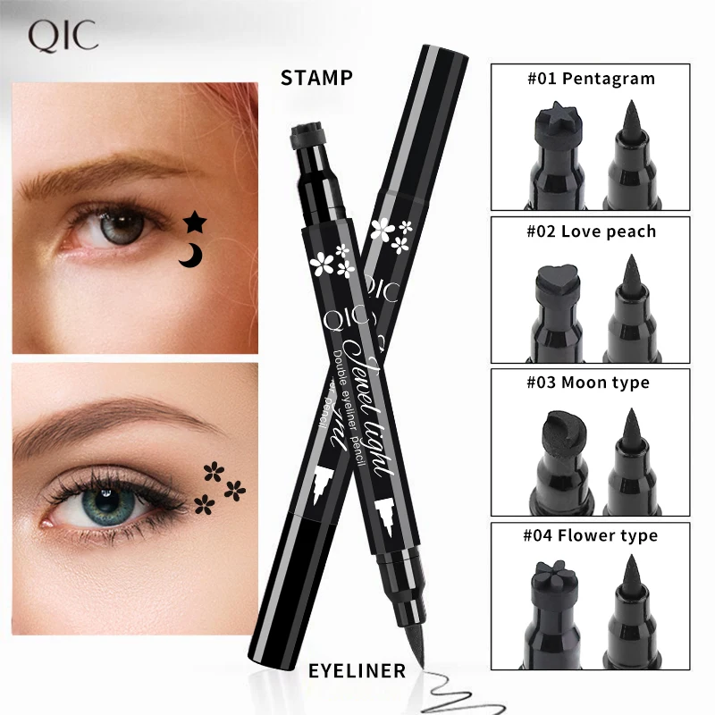 

QIC Seal Eyeliner Pencil Double-headed Waterproof Non-Smudge Eye Makeup Quick Dry Waterproof Eyeliner Stamp Liquid TSLM1