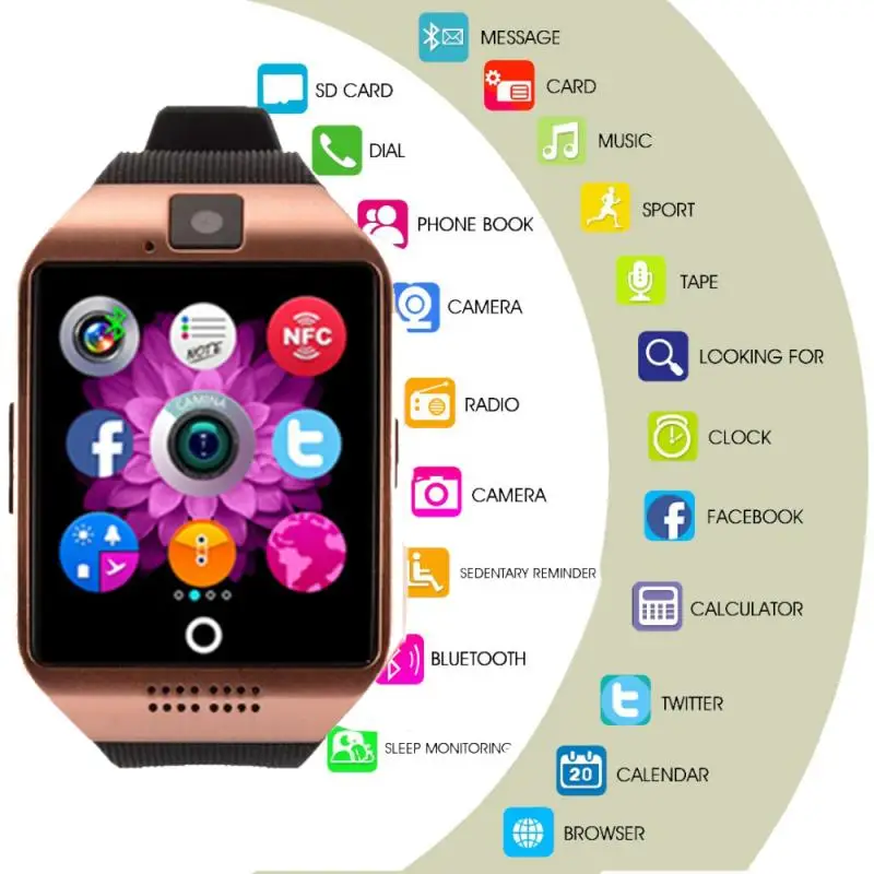 

Q18 Smart Watches Call Camera Bluetooth Clock Sport Waterproof SmartWatch Men Women Support Sim TF Card Wristwatch Reloj