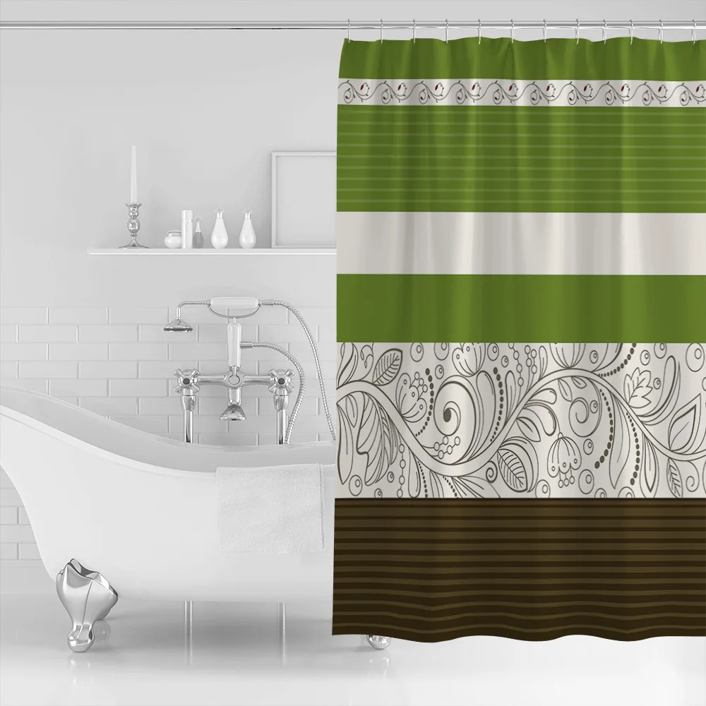 Винтажные зеленые ванной комнаты шторы с цветочным узором, тканевые, 84 дюйма, аксессуары для штор.