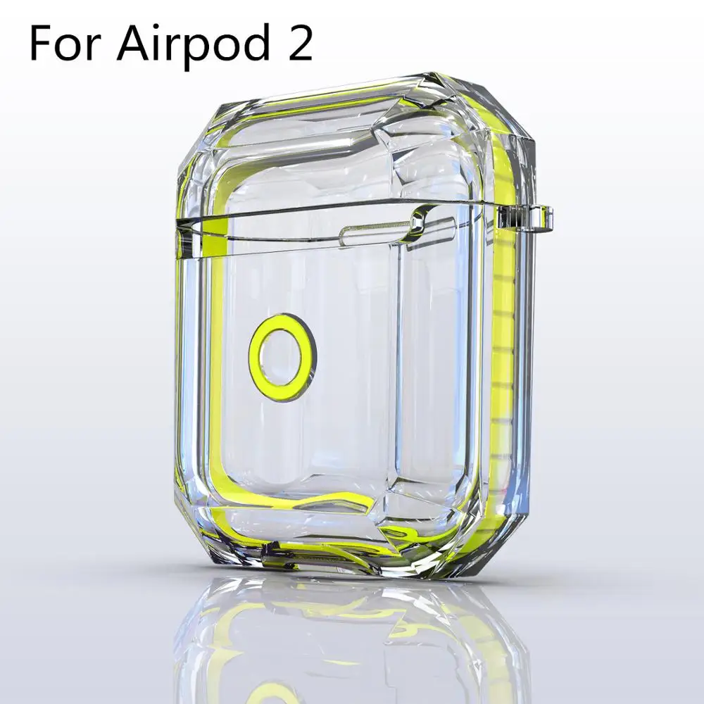 yellow for 2 Мягкий прозрачный чехол для наушников Apple Air Pods, беспроводные наушники, защитный чехол, аксессуары для наушников, чехол для Airpod 1 2 - Цвет: yellow for 2