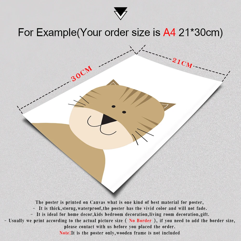 

Cute Cartoon Animal Decorative Picture Safari Animals Children's Room Kindergarten Frameless Canvas Painting Wall Art Kids