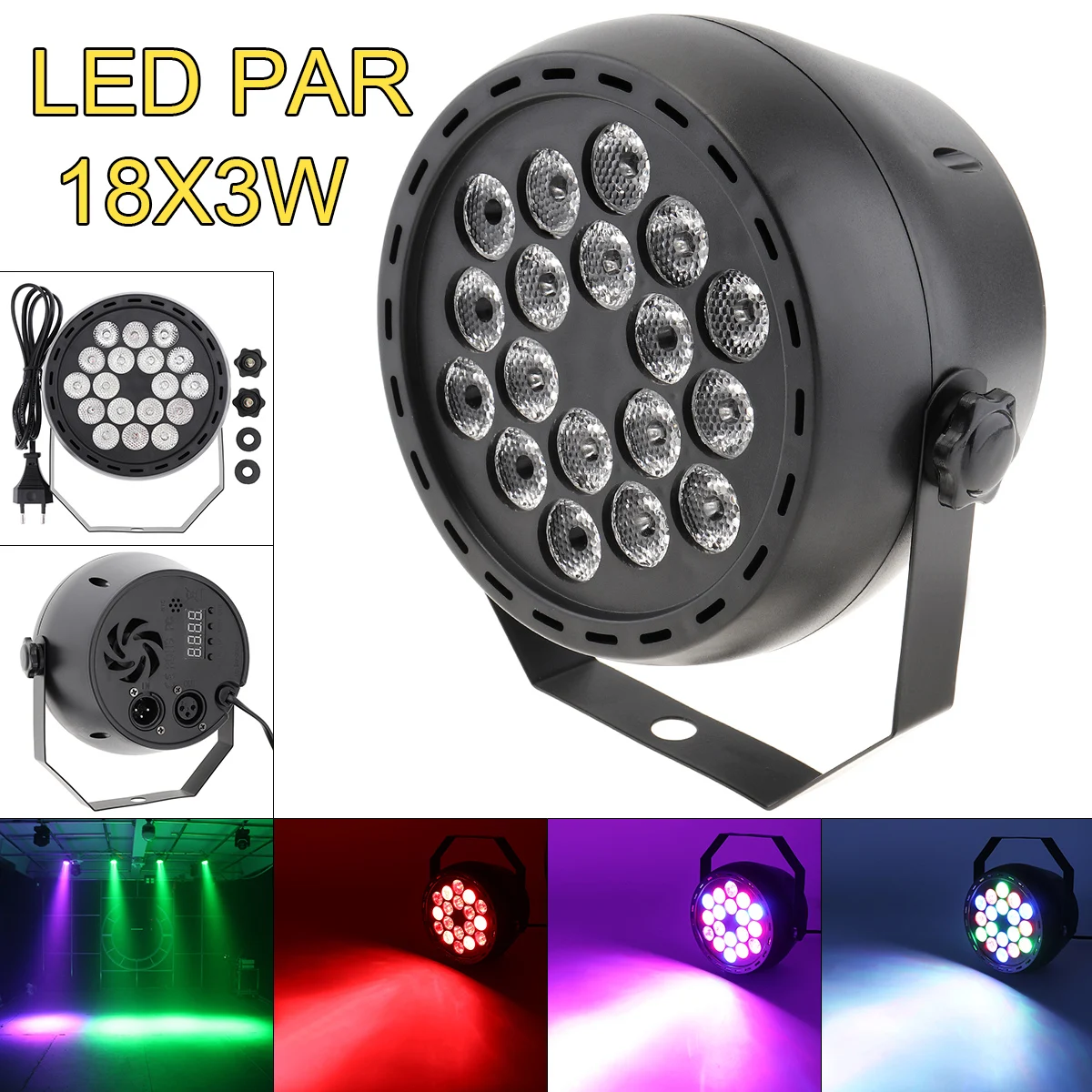 

18x3W LED Mini Par Light RGB Stage Effect Lighting with Music Control Automatic DMX 512 for Party /Family Gathering/ KTV DJ Lamp