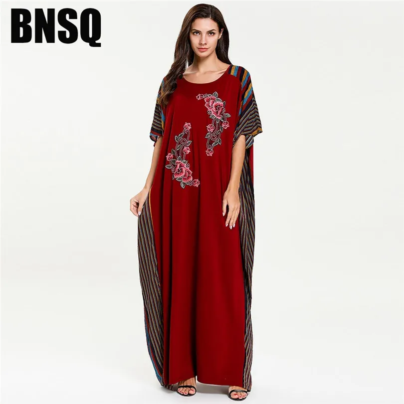 Дубай короткий рукав фараша абайя кафтан женское цветочное длинное