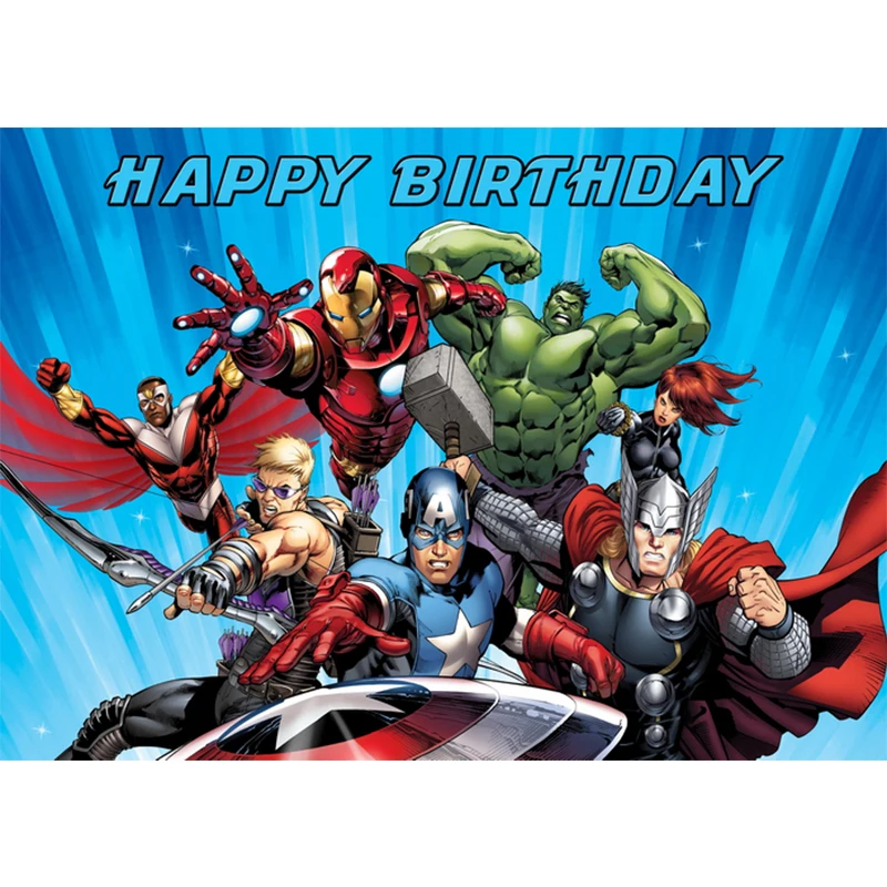 MARVEL Spiderman Iron Man Hulk Banner Photography Backdrops Super Hero Vinyl Cloth Party Backgrounds For Birthday Party Decors images - 6