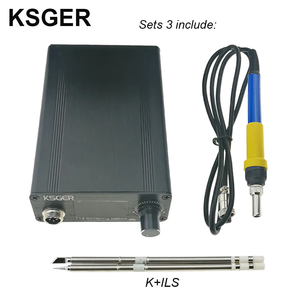 Sets 3 KSGER T12 паяльная станция STM32 цифровой контроллер алюминиевый сплав чехол 907 Паяльник ручка Автоматический Режим сна Boost T12 наконечник - Цвет: Sets 3