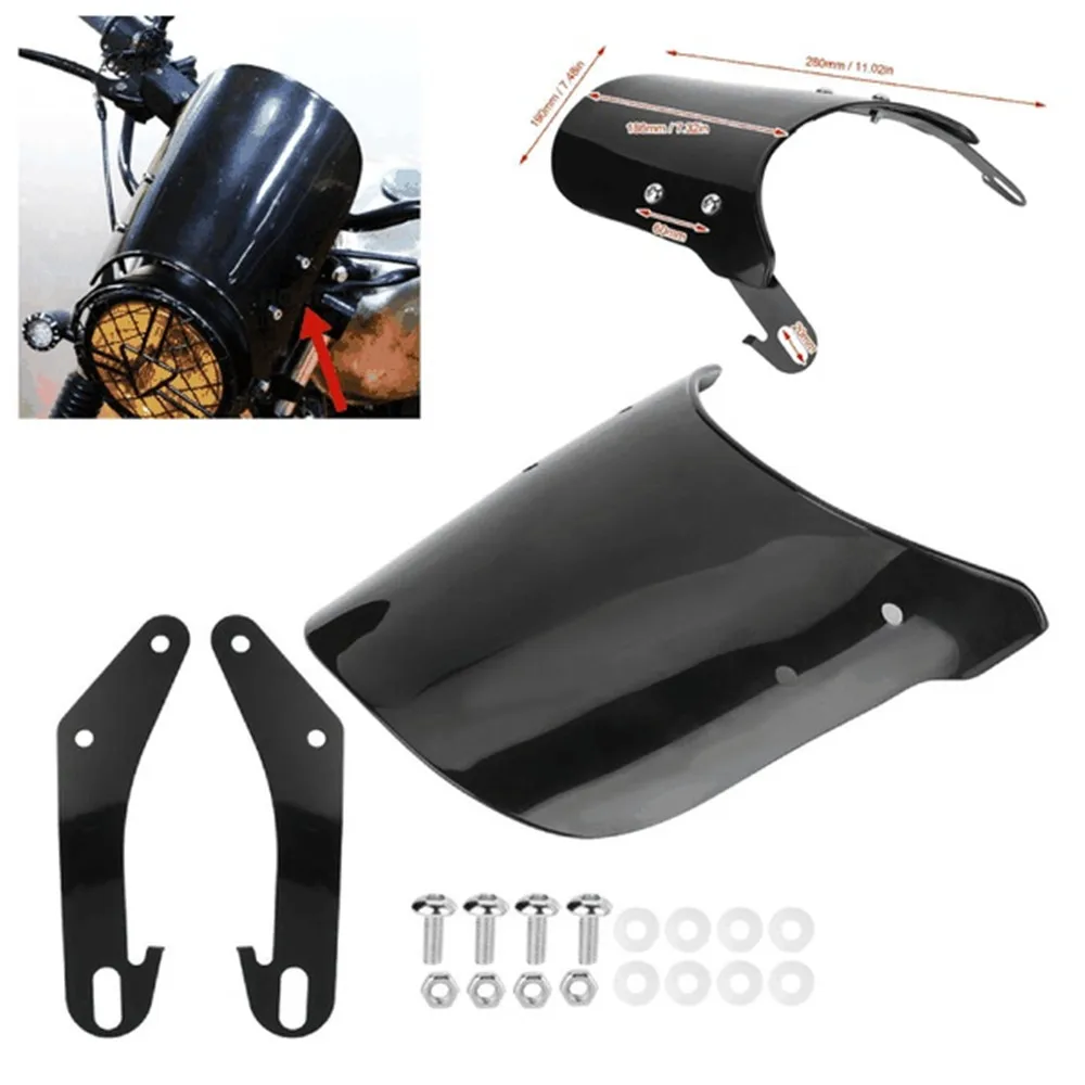 5-7 inch Motorcycle Retro Cafe Racer Headlight Windshield Instrument Visor Fit For Honda Yamaha XJR 1300 Suzuki GSX 1400 Royal | Автомобили