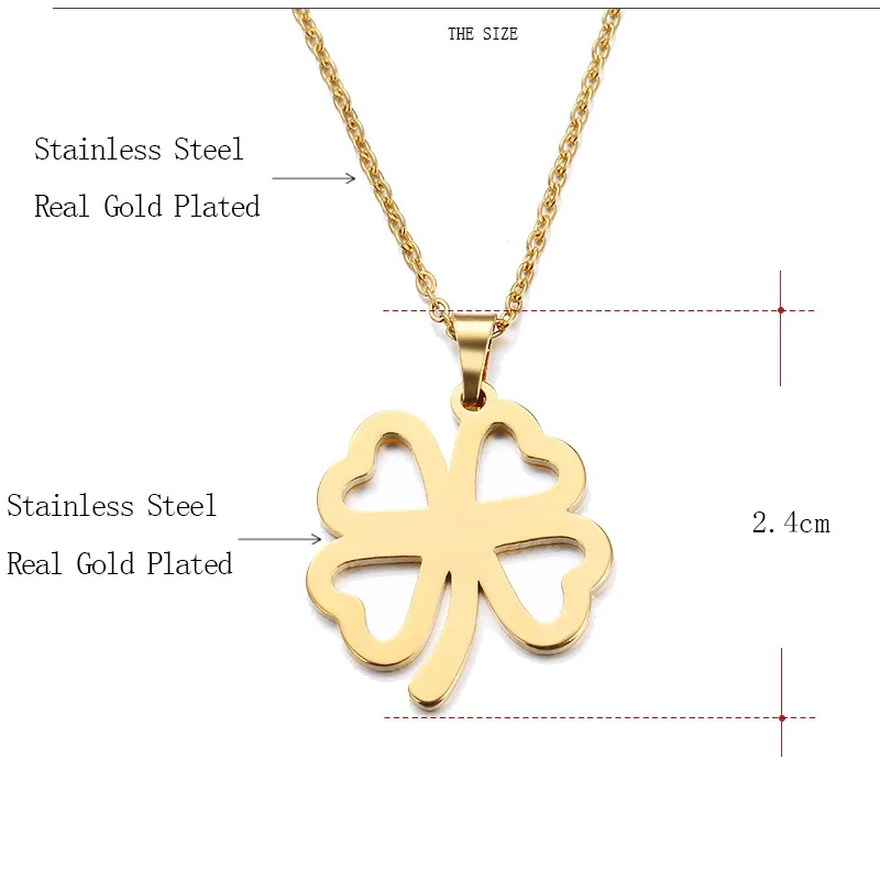 

2021 Stainless Steel Beautiful Flower Necklace For Women Man Lover's Clover Gold Color Pendant Necklace Valentine's Day Jewelry