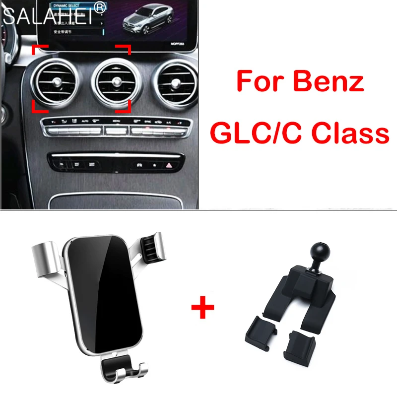 Soporte de teléfono para coche, accesorios de soporte de ajuste de gravedad para salida de aire, para Mercedes Benz Clase C GLC 200 260L 300 2015-2019