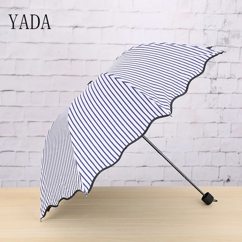 

YADA British style Rainy Stripes Umbrella Folding Anti-UV Rainproof Stripe Umbrellas Parasol Sun Protection Umbrella YD200080
