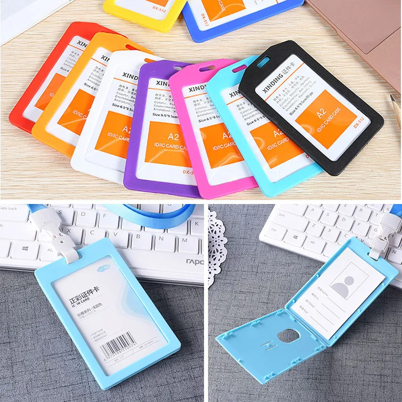 

1Pcs ID Card Sets PVC Staff Business Badge Holder Name Tag Supplies Stationery Certificate Card Chest Staff Card Holder