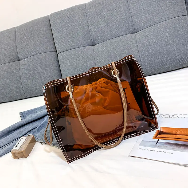 Women’s bag clear bag Transparent Bag Hand bags Large Capacity Jelly Bag clear purse Small string  Bag girl summer bag beach bag