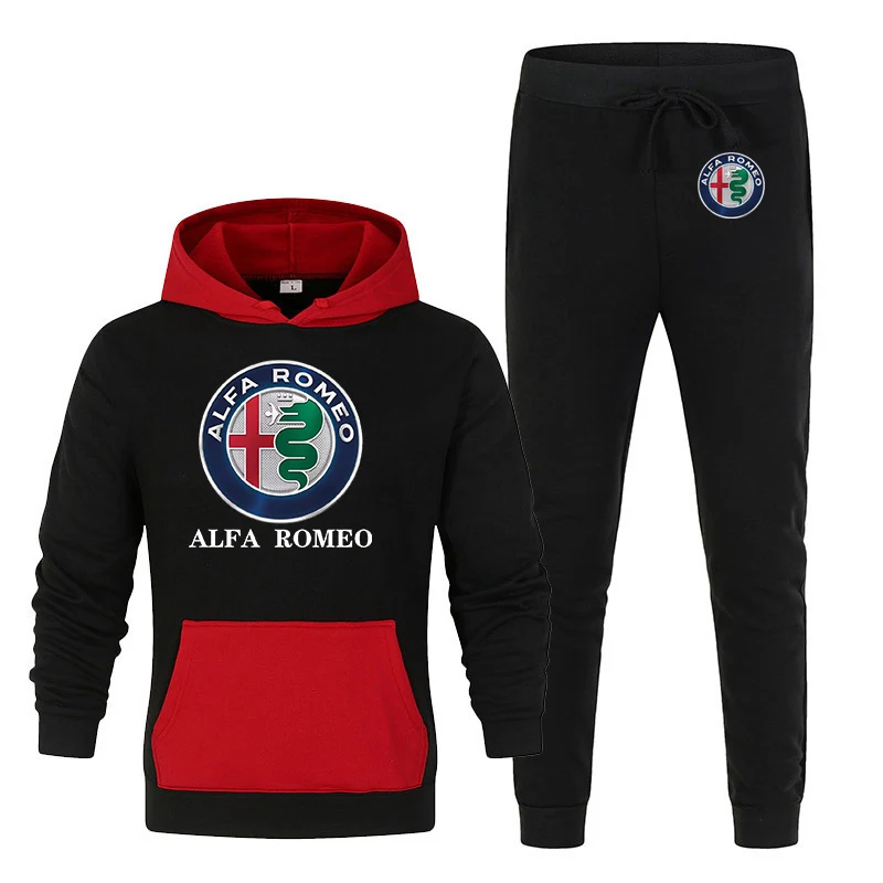 

2021 New Men's Brand Alfa Romeo Print Set Harajuku Jackets Sport Suits Hip Hop Male Hoodies Fashion Casual Sweatpant Set