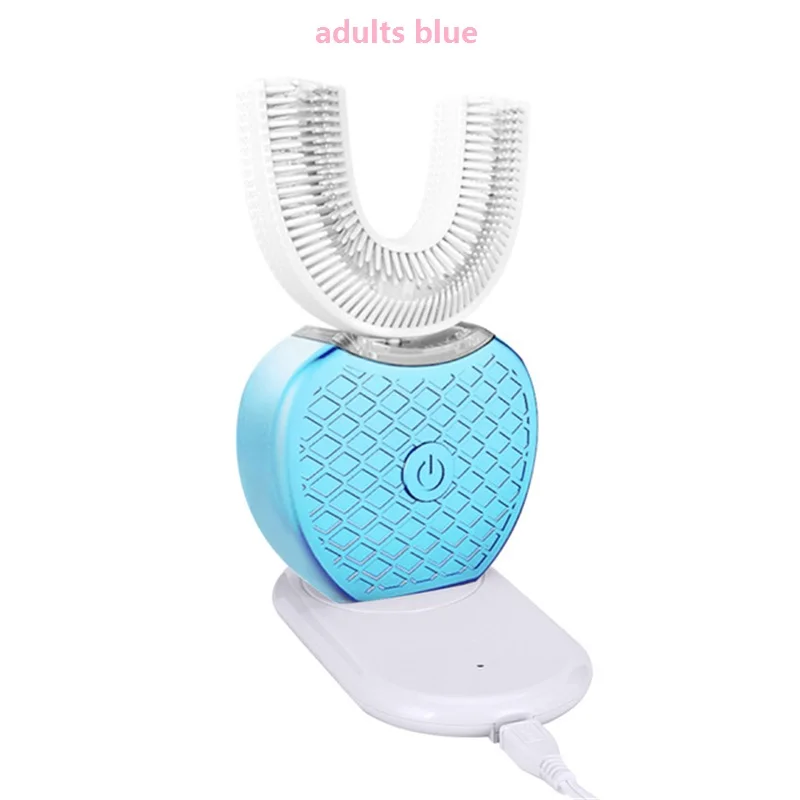 1pc Adults blue Умная 360 градусов Автоматическая звуковая электрическая зубная щетка для детей и взрослых, u-образный 4 режима, зубная щетка, usb зарядка, отбеливание зубов - Цвет: 1pc Adults blue