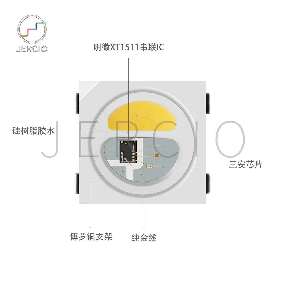 Jercio XT1511-RGBW+ WW/NW/CW(аналогичный ws2812b или sk6812) 5050 RGBW четыре в одном индивидуально адресуемый светодиодный чип