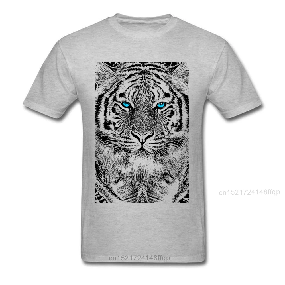 Мужская футболка в стиле хип хоп с принтом Голубые глаза для Тигра белые топы