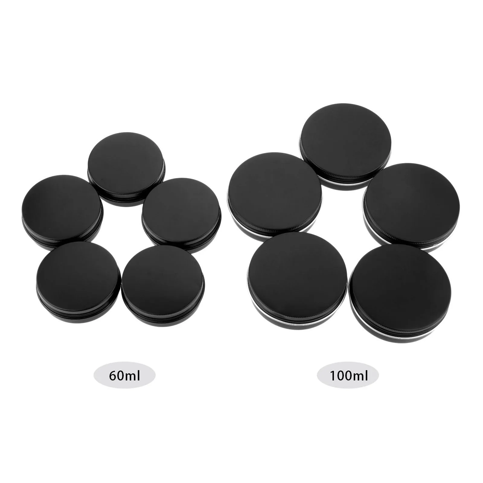 5 шт. 60 мл/100ml Пустые контейнеры Заправляемый алюминиевый крем баночки для пудры