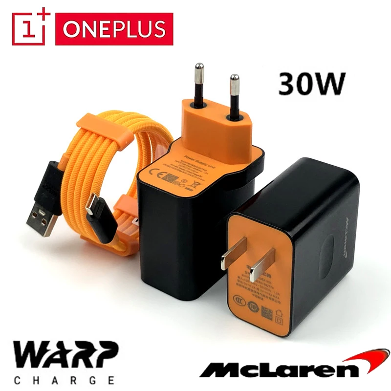 

Oneplus 7T Pro Charger 30W Warp Charging Mclaren 5V / 6A Quick Chargers With 4A Nylon USB 3.1 cable for Oneplus 7 6 6t 5 5t 3 3t