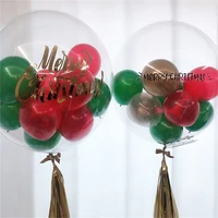 13pcsset mixed 18inch bubble balloons set christmas globos 5inch red green chrome gold ballons indoor christmas party decors