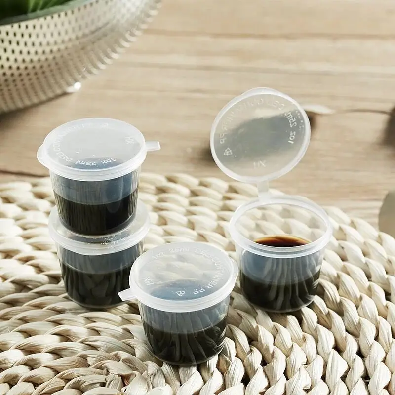 

300pcs/lot-3.8cm*3cm*3.2cm 25ml 1oz Food grade PP seasoning cup Disposable tasting cup Salad sauce Take-out storage cup