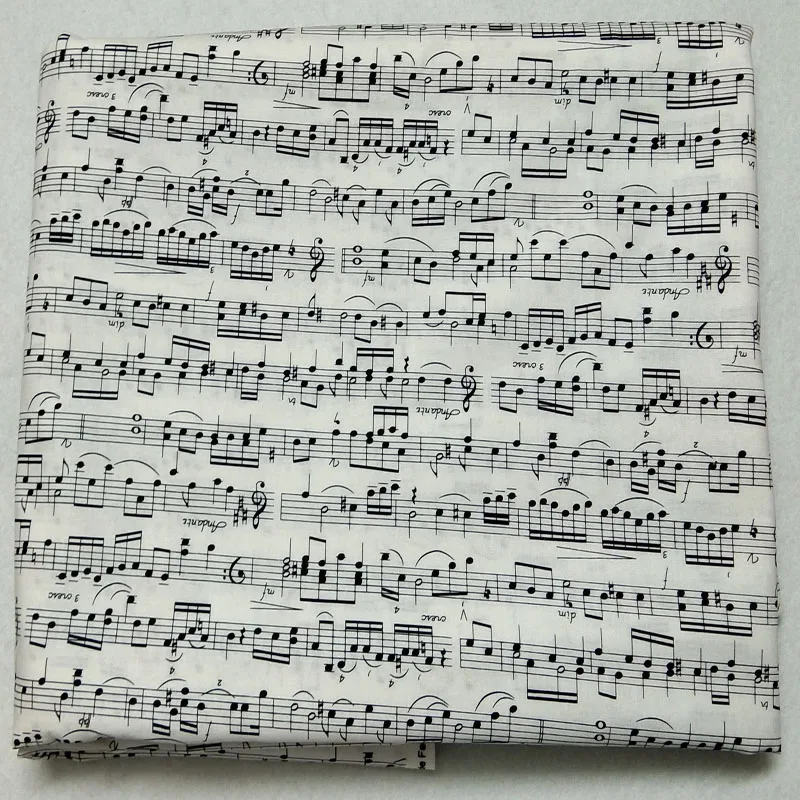 

105cm Width Special Sale Musical Note Print Cotton Fabric Cloth Crafts Zakka Cotton Material Music Note Bag Home Party Decor