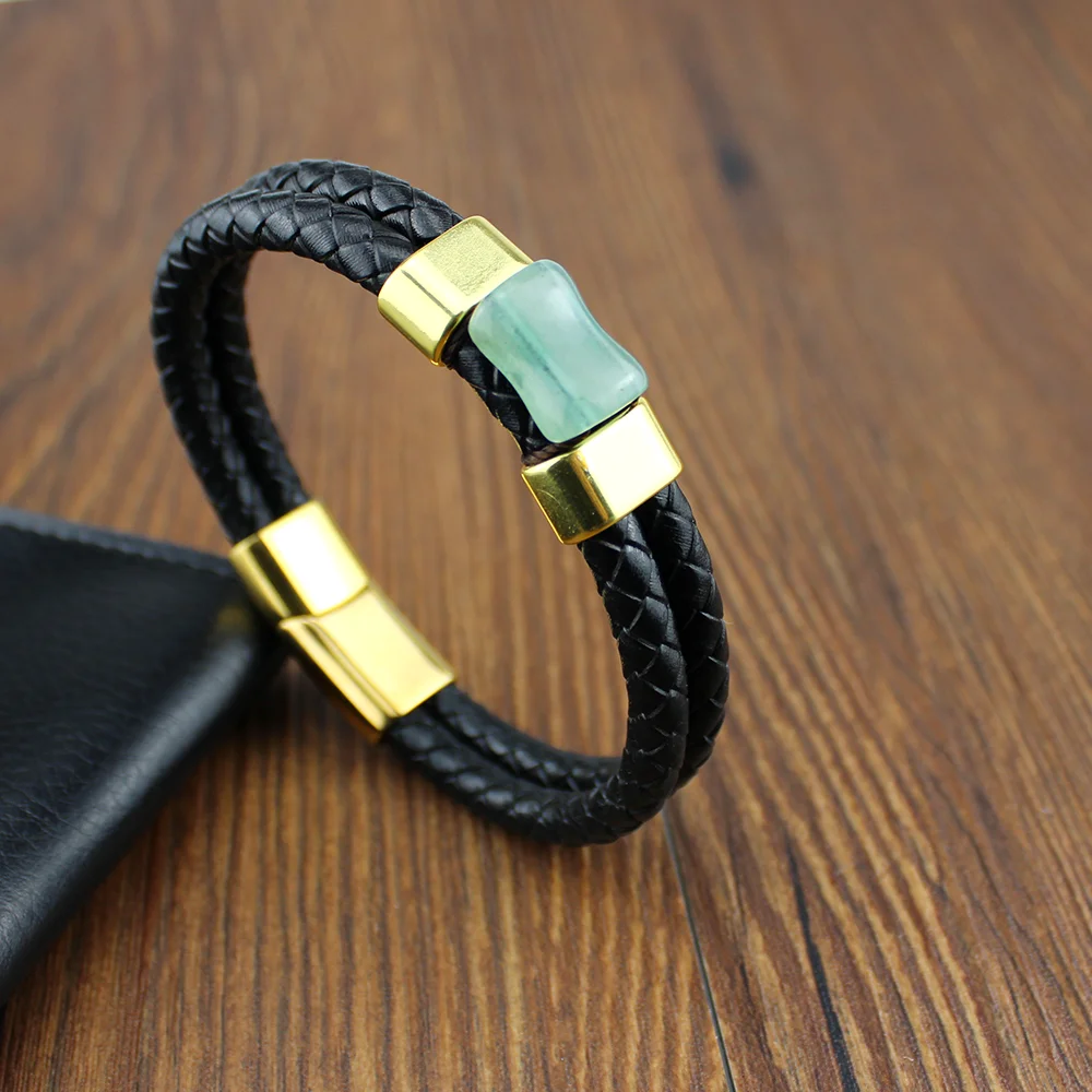 

2021 высококачественный натуральный тигровый глаз бамбуковая бусина браслет для мужчин и женщин украшения из кожи изготовленные вручную бра...