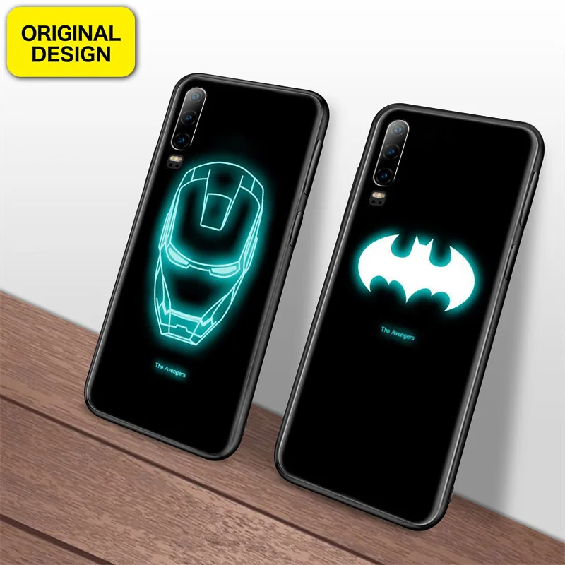 Marvel Мстители светящийся чехол из закаленного стекла для huawei P30 Pro Mate20 pro Coque Бэтмен