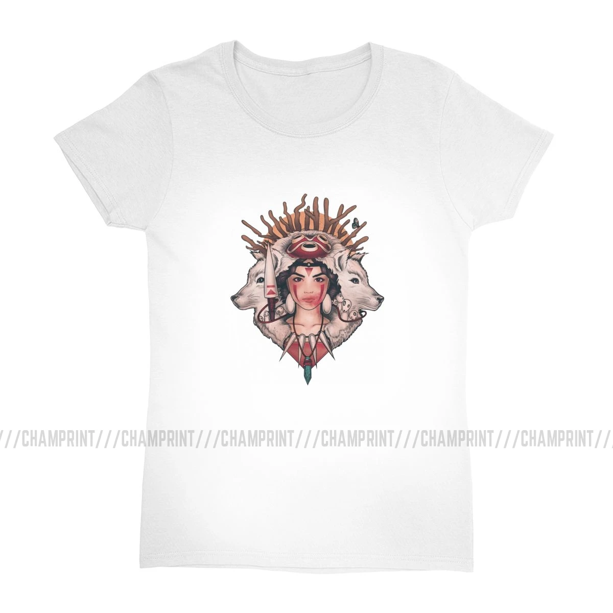 Spirit Princess Mononoke T-shirts Women's Punk Ghibli Anime Tshirt Ulzzang Tees Top Crewneck Female Clothing Plus Size | Женская