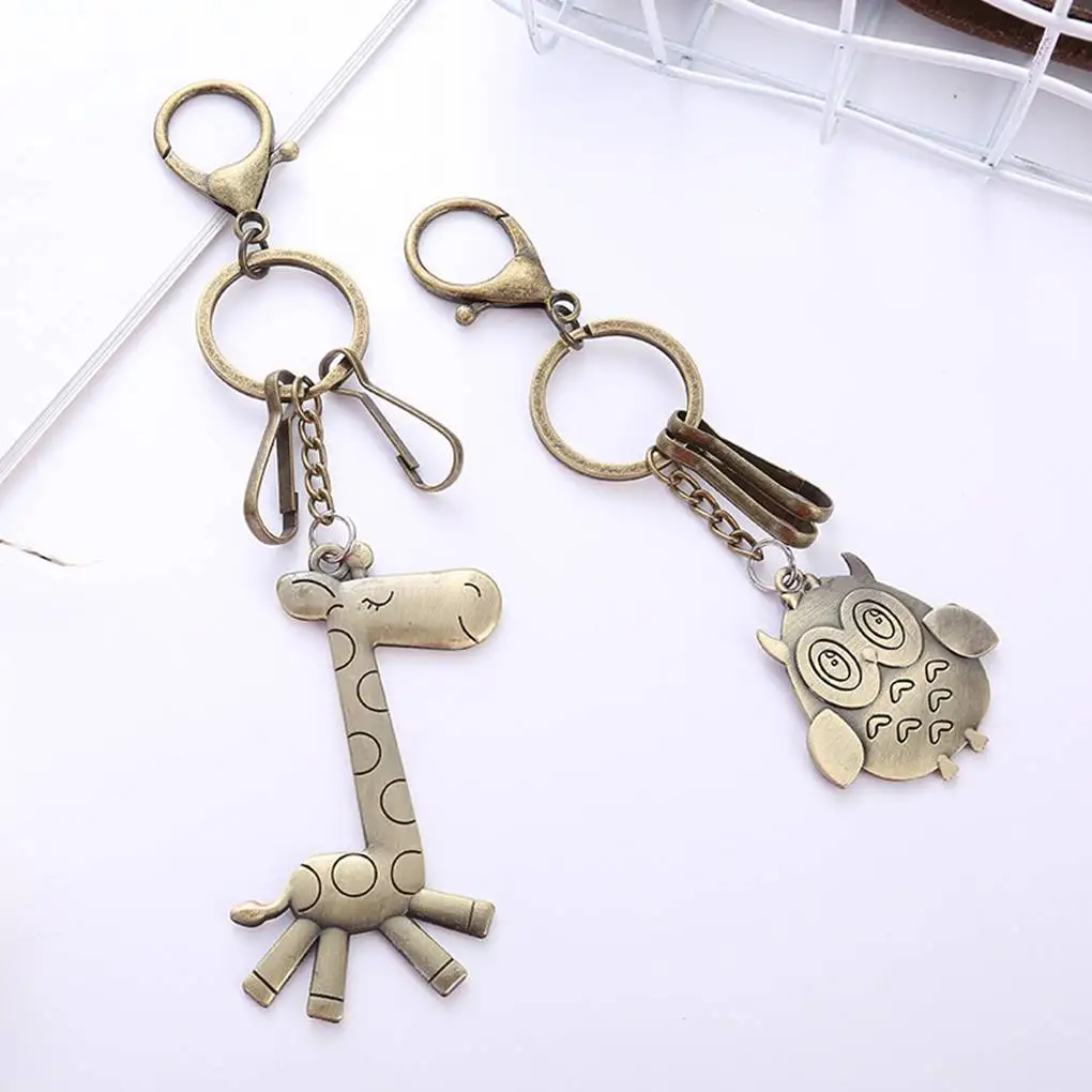 Подвеска с бронзовой совой и жирафом-диаграмма брелок металлический