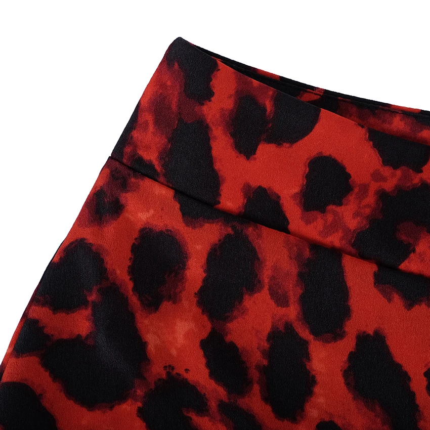 Ootn Leopard длинная юбка женский Высокая талия длинная юбка Женский Улица рябить животных печати юбка Женский Лето Красный для отдыха
