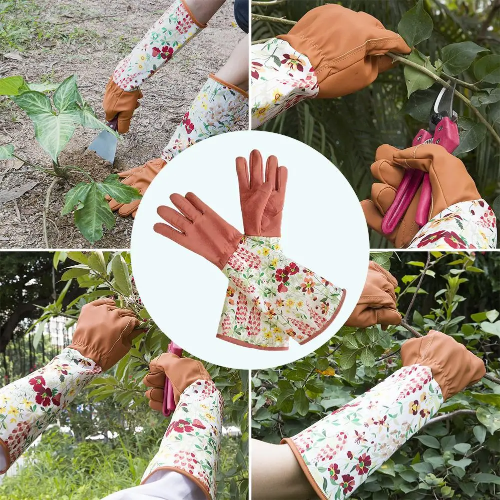 

Printed Gardening Gloves Long Sleeves Wrist Protection Garden Labor Flowering Pruning Rose Gardener Protective Gloves Unisex