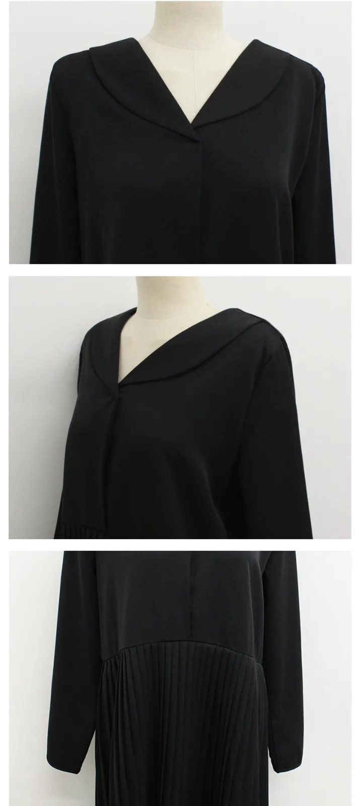 

2020 Autumn Korean Elegant Pleated Dress Women Long Sleeve Turn-down Collar Fashion Solid Ladies Dresses Vestidos Femme