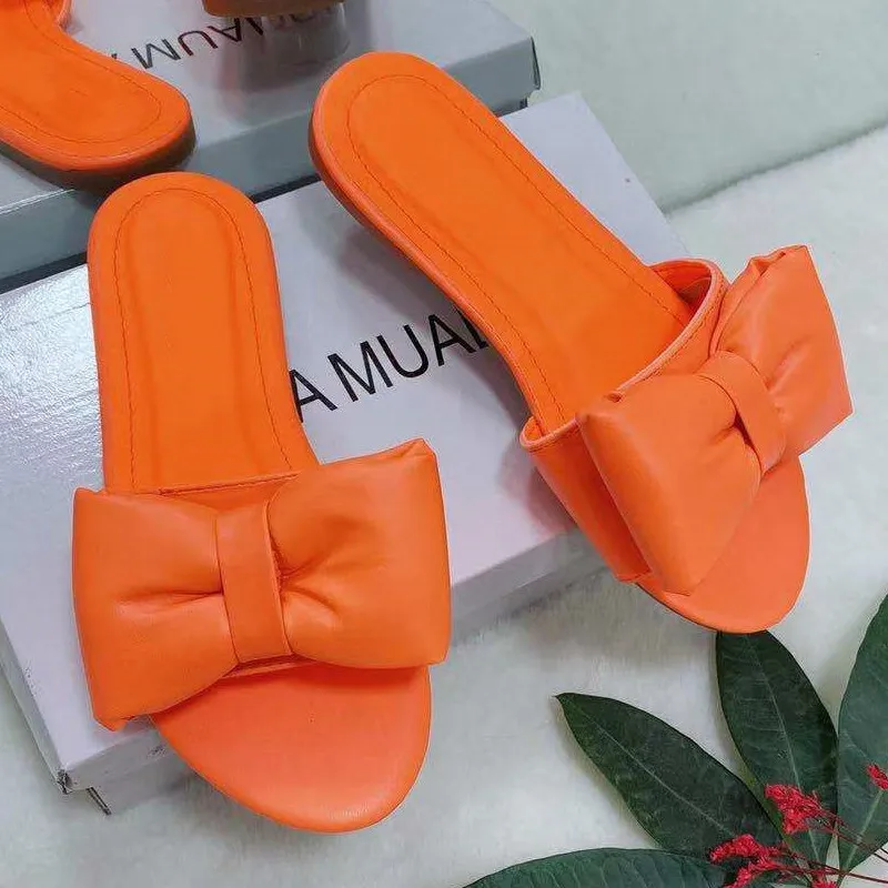 

Шлепанцы женские с бантом, сланцы, пляжная обувь на плоской подошве, повседневные пляжные тапочки, большие размеры, лето