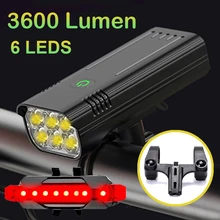 Powerful 6T6 Bicycle Light USB Rechargeable 3600 Lumen Brightest Headlight MTB Cycling Flashlight as Power Bank Bike Accessories