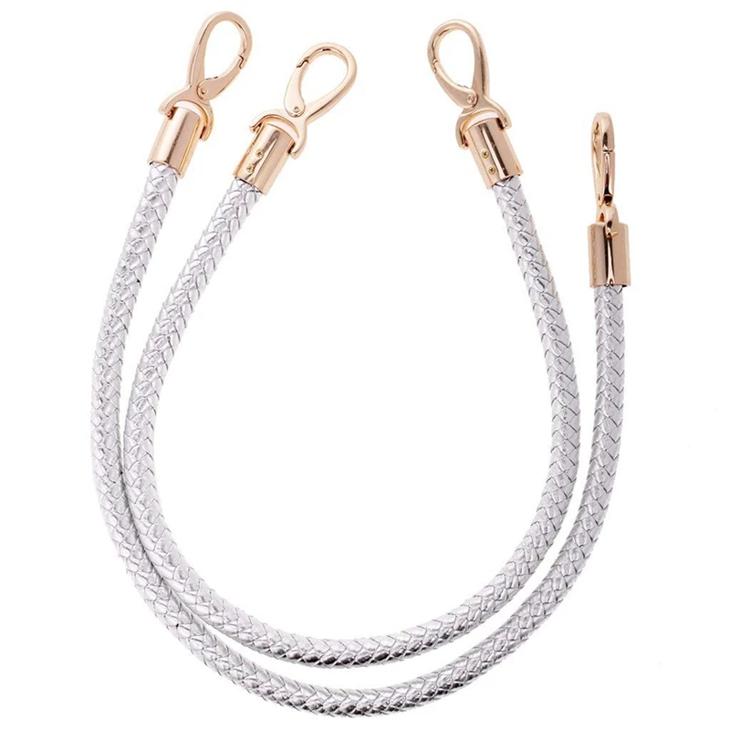 

2 Pair Bag Accessories Ladies Adjustable Wallet Tote Bag Handle Bag Handle 60Cm - Black & Silver