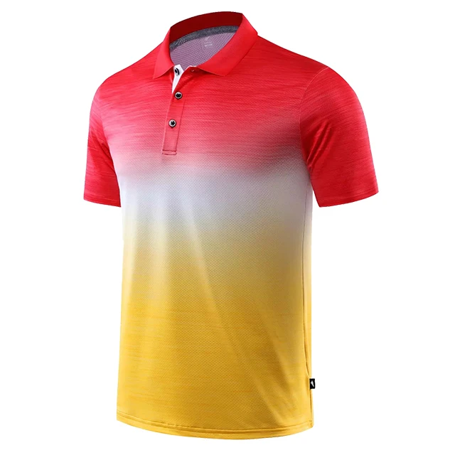 red yellow Новинка, мужская рубашка для гольфа, красная, желтая, быстросохнущая спортивная одежда с коротким рукавом, спортивная одежда для мужчин, одежда для гольфа, ropa de golf, футболка - Цвет: red yellow