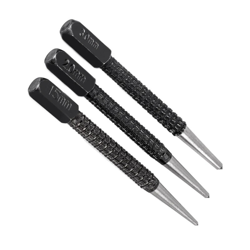 

3pcs High-carbon Steel Center Punch Set 10cm Non Slip Center Punch For Alloy Steel Metal Wood Marking Drilling Tool