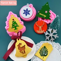 pendant shaped deer christmas tree silicone mold cake decoration fondant cookies tools candy biscuits chocolate plaster moulds