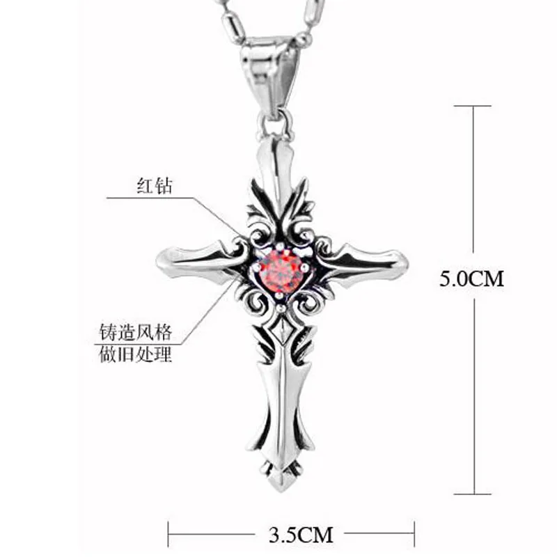 Fashion Vintage Sacred Heart Diamond Cross Pendant Necklace Jewelry Women'sClassic Luxury Rhinestone | Тематическая одежда и